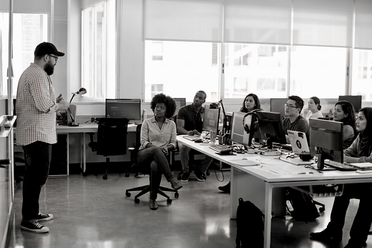 Aaron in a working session with a team